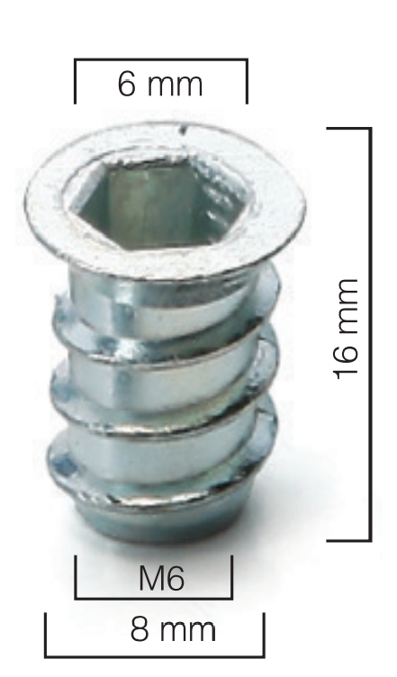 Metal Dübel 8 x 16 mm M6