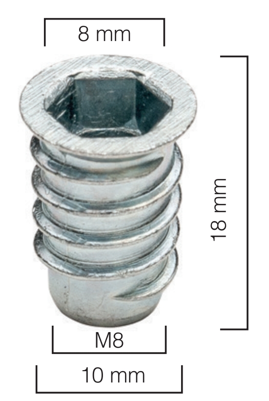 Metal Dübel 10 x 18 mm M8 [ Çap 10 mm ]
